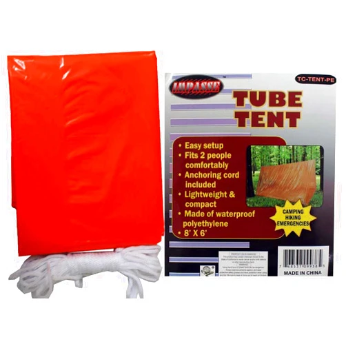 Hawk Orange 8' x 6' 11 OZ TUBE TENT - Camping, Backpacking or Backyard Sleep Overs