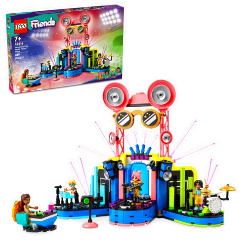 LEGO Friends Heartlake City Music Talent Show Building Kit, Social-Emotional Musical Toy for Kids to Play Together with 4 Mini-Doll Characters, Music Gift for 7 Year Old Kids, Girls and Boys, 42616