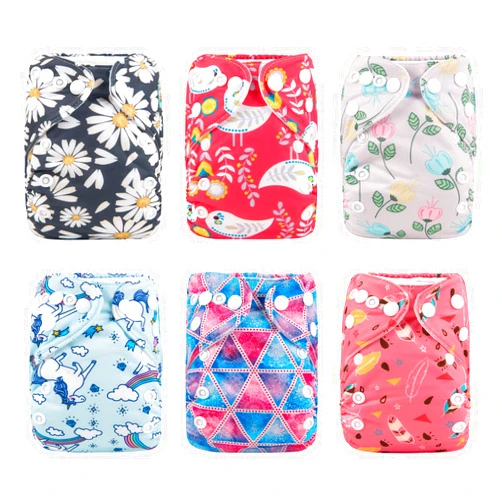 ALVABABY 6pcs with 12 Inserts Baby Cloth Diapers Pocket Newborn Diaper for Less Than 12pounds Baby Snaps Cloth Diapers Nappy