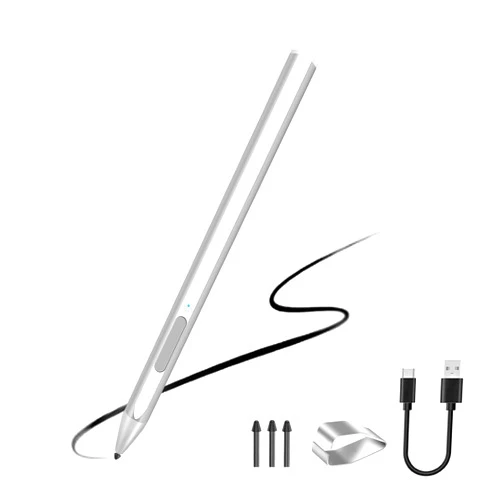 SSS·GRGB Stylus for Microsoft Surface Pro9/8/7/6/5/4/3/X Surface Laptop/Book/Studio Surface 3/Go/Go2/Go3, 4096 Pressure Sensitivity, Magnetic Attachment, USB Charging, Palm Rejection Function, Silver
