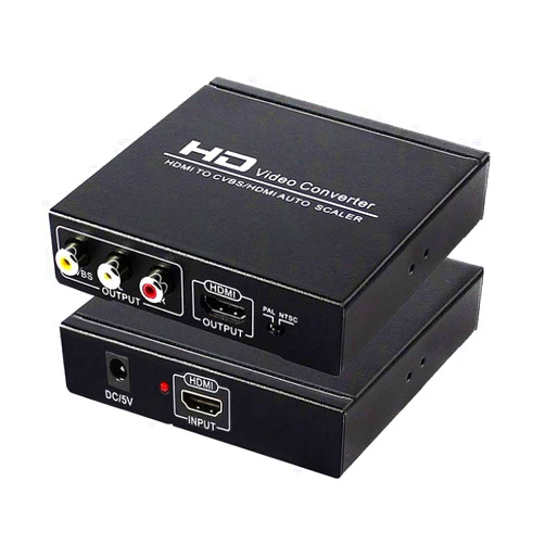 ENBUER HDMI to RCA and HDMI Converter, HDMI to AV 3RCA and HDMI Adapter Support 1080P, PAL, NTSC for HD TV and Older TV (Black, Iron Shell)