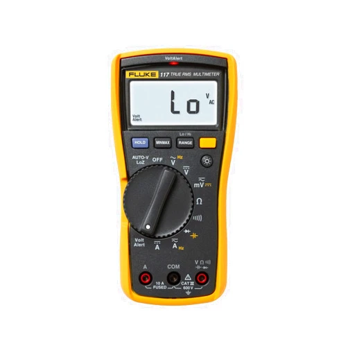 Fluke 117 Digital Multimeter, Non-Contact AC Voltage Detection, Measures Resistance/Continuity/Frequency/Capacitance/Min Max Average, Automatic AC/DC Voltage Selection, Low Impedance Mode