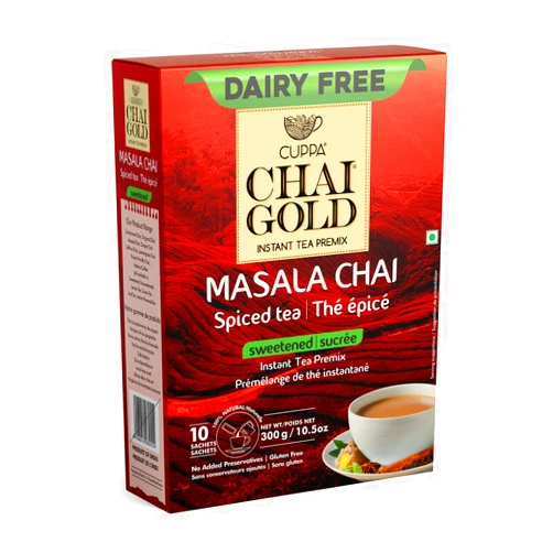 Cuppa Chai Gold Masala Chai | Dairy Free | Sweetened | Pack of 1 (10 Count)