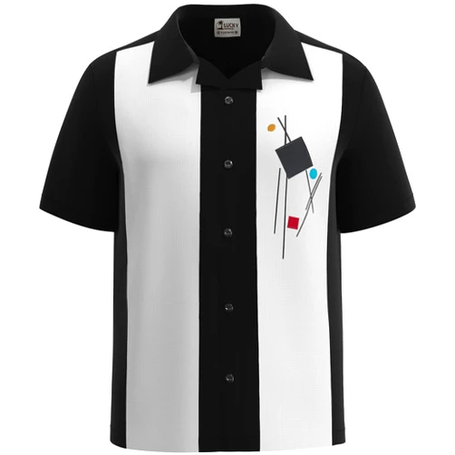 Bowling Concepts Designs Lucky Paradise Mens Camp Shirt, Vintage Cuban Style Bowling Shirt ~ M-Men ~ Made in The USA