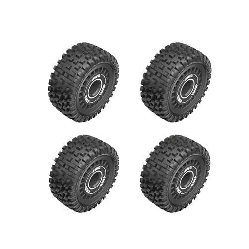 RUIWAY 4PCS Original 12mm Hex Hub Wheel Rims & Rubber Tires for 16207 1/16 Off-Road RC Car, Pre-glued