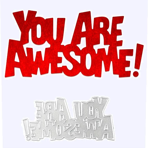 LZBRDY You are Awesome Wishes Words Embossing Metal Cutting Dies for Card Making and Scrapbooking, Arts Crafts Birthday Thanksgiving Christmas Craft Die Cuts Stencil