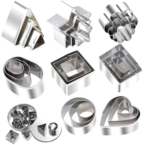 Winerming Mini shaped biscuit cutters Sets 24pcs Metal Dough Cutters Flower Star Heart Round Geometric Shapes Cutters for Kids Use for Cookies,Biscuit,Pastry Dough,Pie Crust,Fruits Fondant Homemade Baking