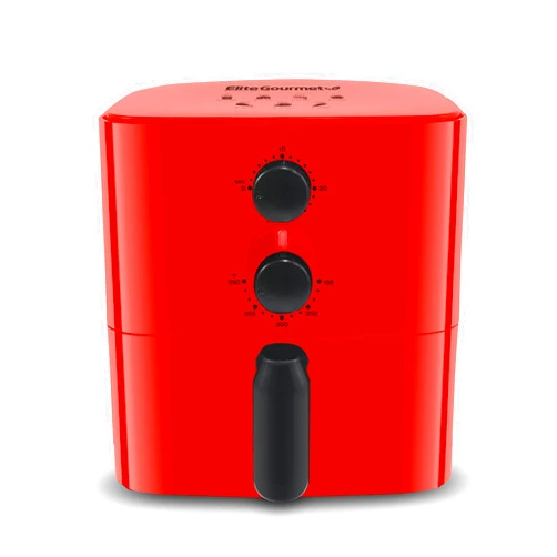Elite Gourmet EAF-3218R Personal 1.1 Quart Compact Space Saving Electric Hot Air Fryer Oil-Less Healthy Cooker, Timer & Temperature Controls, Red.