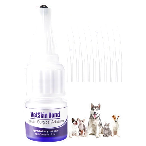 Ceoighe 1 Pack 3ml Veterinary Surgical Skin Glue with 10 Precise Applicators, Strong Surgical Adhesive, Blue-Tinted Animal Tissue Wound Glue, Fast Bleeding Control and Waterproof Wound Sealant for Pets
