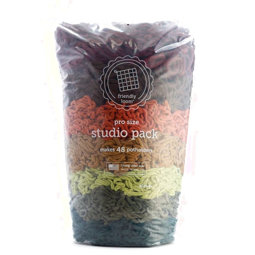 friendly loom PRO Size Studio Pack Earthtones Cotton Loops Makes 48 (8