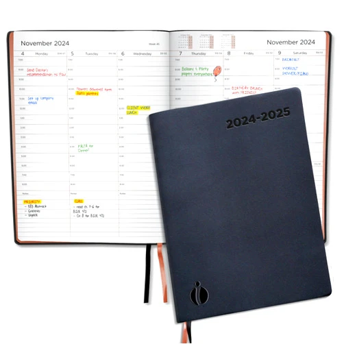 Inamio Academic Planner 2024-2025 - Rose Gold Edition, Weekly Planner and Monthly Planner – Hourly Appointment Book – Softcover Calendar, Simple Design for Productivity, June 2024 - July 2025 – 8.5 x 11