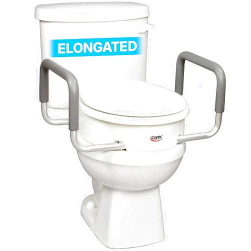 Carex 3.5 Inch Raised Toilet Seat with Handles - For Elongated Toilets, Toilet Seat Riser with Removable Padded Handles, Elevated Toilet Seat, Support 250lbs, White