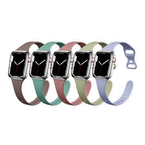 Tighesen 5 Pack Sport Band Compatible with Apple Watch Bands 38mm 40mm 42mm 44mm Slim Thin Skinny Narrow Soft Silicone Replacement Strap Wristband for iWatch SE Series 654321 Women&Men (3840mm,
