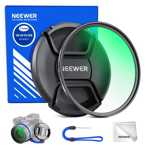 NEEWER 77 mm UV MC Filter Protection with Lens Cap, Resistant Nano Coatings/HD Optical Glass/Water Repellent/Scratch Resistant/Ultrathin Frame Alloy Aluminium/Ultraviolet Filter
