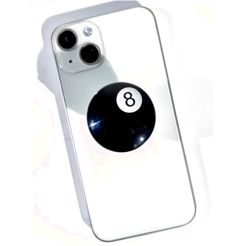 Covhv Black 8 Billiards Mobile Phone Grip, Simple Black Mobile Phone Holder, Slok Billiards Lovers, Transparent Rotating Elastic Base, iPhone Mobile Phone Holder, Cute Mobile Phone Decoration
