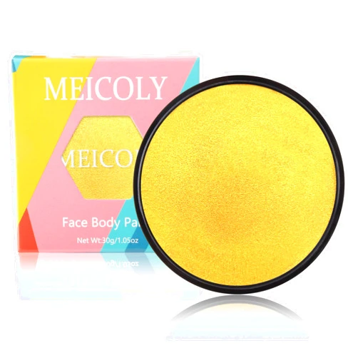 MEICOLY Gold Face Body Paint,Water Based Washable Body Paint,Face Paint for Kids and Adults,Professional Golden Face Painting for Halloween SFX Special Effects Cosplay Makeup