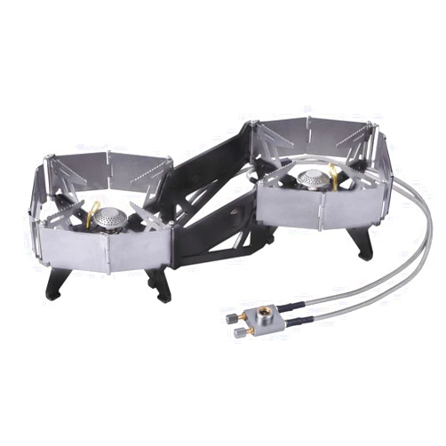 AOTUMUT Foldable Dual Head Burner Camping Stove,BRS-32 Portable Windproof Backpacking Furnace Free Adjustable Control Gas Stove for Outdoor Cooking