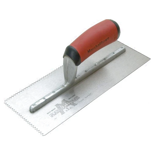 MARSHALLTOWN Standard Notched Trowel, V-Shaped Notch, 6x6mm Notch Size, DuraSoft Right-Handed Handle, Flooring and Tiling, Tile Tool, Made in the USA, 779SD