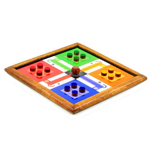 Nagina International Wooden Handmade 2 in 1 Ludo Magnetic Snakes and Ladders Travel Board Fun Game