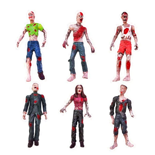 HAPTIME Zombie Action Figures, Detailed Walking Dead,6 Pcs Corpse, Great for Cake Topper, for Zombie Lovers to Collect