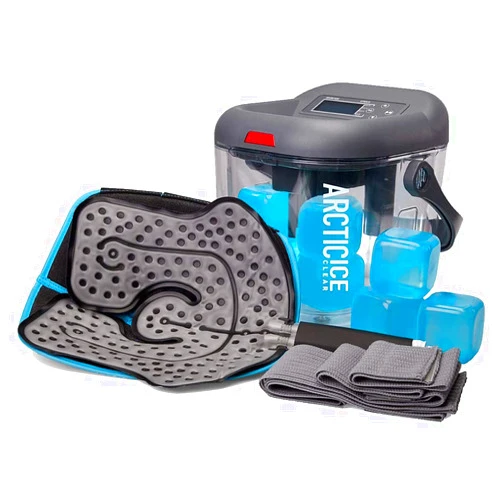 M PAIN MANAGEMENT TECHNOLOGIES Circulating Cold Water Therapy Kit Gen 2 – Ice Machine with Universal Pad 3-Strap Wrap and 4 Cold Cubes (Arctic Ice Clear Kit)