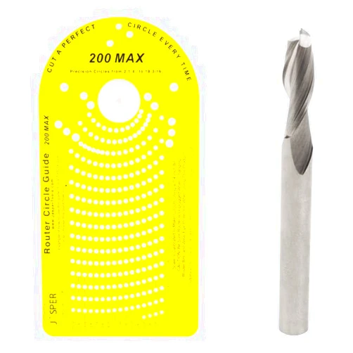 Jasper Tools Jasper 200 Circle Cutter Router Jig and J601 Spiral Up Cut Solid Carbide 1/4 Bit Bundle | Circle Guide Kit Jig & Bit Cut Perfect Circles from 2 ¼” to 18 3/16” D