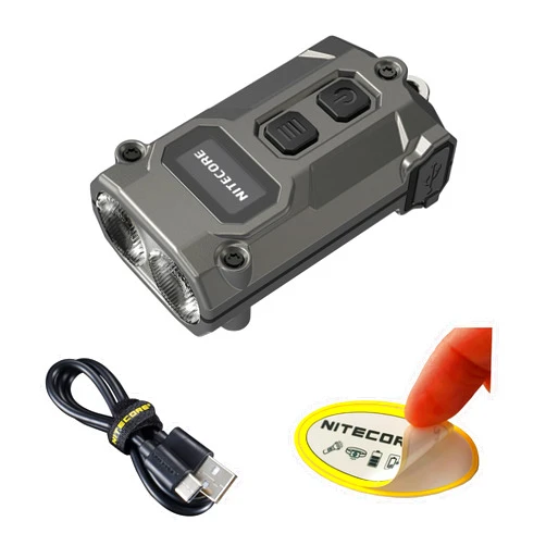 Nitecore TINI 3 600 Lumen EDC Keychain Flashlight, USB-C Rechargeable Lightweight with Multiple Color Temperatures Output (Warm, Neutral White, Cool White) and NSticker (Grey)