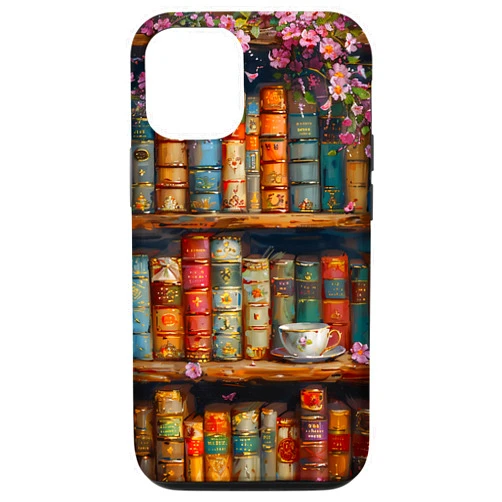 Books Coffee and Flowers Vintage Library iPhone 12/12 Pro Books Coffee and Flowers Vintage Library Bibliomane lovers Case