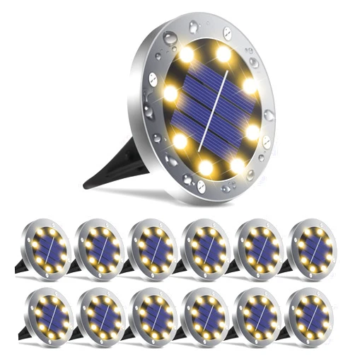 OULONGER Solar Outdoor Lights 12 Packs, Waterproof Solar Pathway Lights Bright In-Ground Lights Lighting Decor for Garden, Lawn, Patio, Yard, Driveway, Step and Walkway Warm Light