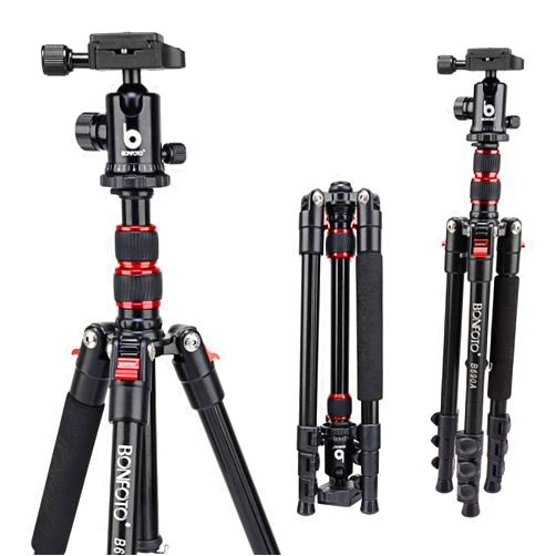 BONFOTO B690A Camera Tripod for Travel,Lightweight Aluminum Portable DSLR Tripod with 360 Degree Ball Head and Carry Bag, Camera Stand for Ring Light & Canon Nikon Sony DSLR