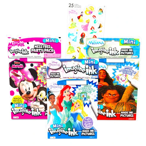 Disney Princess Magic Ink Coloring Book Set - Bundle with 3 Imagine Ink Books for Girls Kids Toddlers Featuring Disney Princess, Moana, and Minnie Mouse with Invisible Ink Pen and Stickers