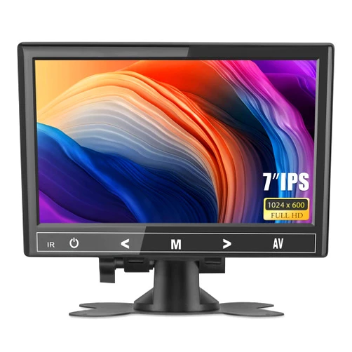Haiway 7 inch Mini Monitor, 1024X600 IPS Display Screen Small HDMI Monitor VGA Monitor for PC/CCTV/Raspberry PI/Security Camera/Gaming, Build in Speakers & Earphone Jack, with Remote Control