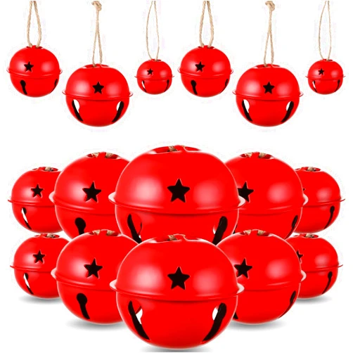 Zubebe 24 Pcs Christmas Bells Ornaments Christmas Metal Sleigh Bells with 3 Sizes 1.57