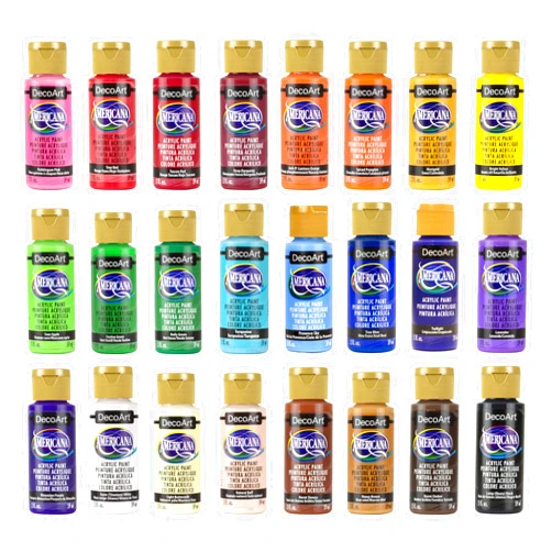 DecoArt Americana Acrylic Paint Set – Starter Set, 24 Bottles (2 fl oz) – Art and Craft Acrylic Paints for Canvas, Wood, and More