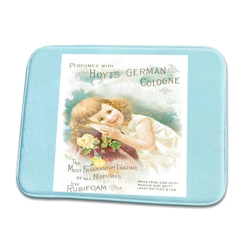 3dRose Bathroom Bath Rug Mat - Hoyts German Cologne Little Girl with Yellow Rose Poster Reproduction BLN Vintage Perfume Toiletry Labels and Posters