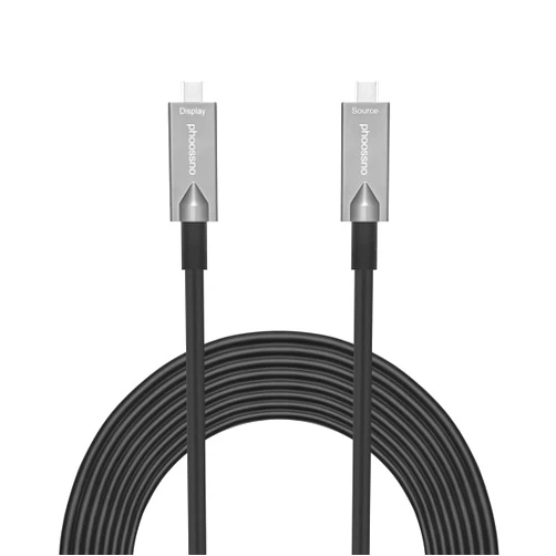 phoossno USB Type C to C Full Features Extension Cable 4K Active Optical USB 10Gbps 33ft Backward USB2.0&USB 1.1,PD60W,Compatible with Camera Printer,Scanner,Game Controller,Meeting & Conference Room