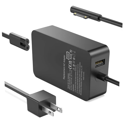 YKEJCLD 65W Surface Pro Charger for Surface Pro 11,10, 9, 8, 7, 6, 5, 4, 3, X,Microsoft Surface Laptop 6, 5, 4, 3, 2,1, Surface Go Tablet, Surface Book 3, 2, 1, 9ft, with USB Charging Port LED,Supply 44W, 36W
