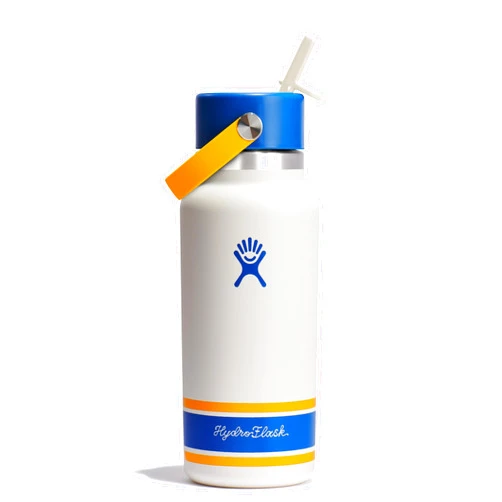 Hydro Flask Water Bottle - Insulated Stainless Steel - Wide Mouth Flex Straw Lid, Non Spill, Leakproof and Refillable in 32 Oz Campus Ivory