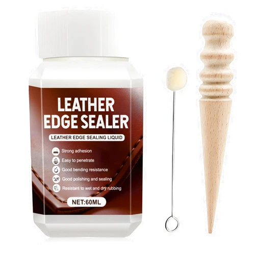 JAOJAO Leather Edge Sealer, Leather Burnishing Gum Smooth and Glossy Edge Finish for Bags, Wallets, Leatherwork Accessories Burnishing Tool, Becomes Transparent After Drying 60ml