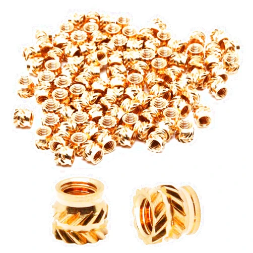 SWZHAI 100pcs M3 x L4 x D4.5 Brass Knurled Nuts, Industrial Grade, Gold, Right Hand, Fine Pitch, Fully Threaded, Heat Set Inserts for Plastic & 3D Printing Components