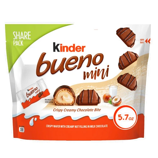 Kinder Bueno Mini, Milk Chocolate and Hazelnut Cream, Individually Wrapped Chocolate Bars, Share Size, 5.7 oz