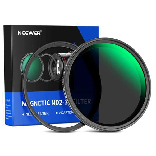 NEEWER 58mm Magnetic Variable ND Filter ND2-ND32(1-5 Stops) with Magnetic Adapter Ring， HD Adjustable Neutral Density Filter with Water Repellent Double Sided 30 Layer Coatings， No X Cross