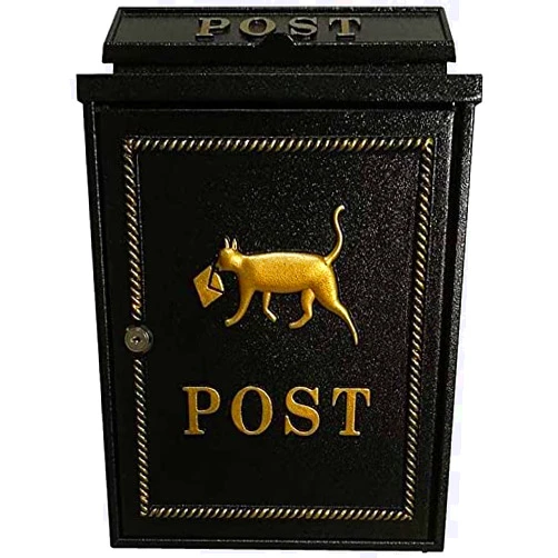 TESHY mailboxes for Outside Outdoor Metal Mailbox, Wall-Mounted Lockable Medium Capacity Mailbox, Weatherproof and Easy to Install Outside Post Box Letterbox,Black