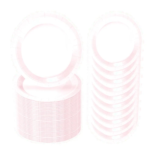 FALIZIFU 50 Pcs Light Pink Paper Plates 7 Inch Pink Dessert Plates Disposable Dinner Plates for Baby Shower Bridal Shower Birthday Party Supplies Disposable Paper Plates