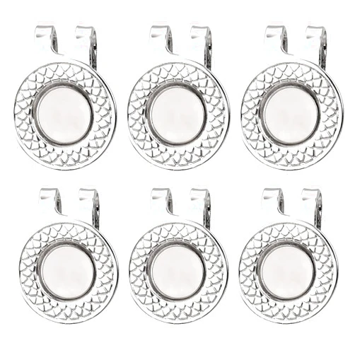 PEUTIER 6pcs Magnetic Golf Hat Clips, Metal Ball Marker Holder for Cap Pants Bags Belts Golf Hat Clip Magnet Professional Accessories Gifts for Golf Lovers (0.79in, Cross Texture)