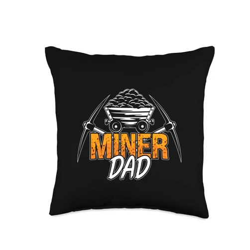 Mine Designs for Mining Trucker Dad Driver Rock Truck Mechanic Miner Mining Trucker Throw Pillow, 16x16, Multicolor