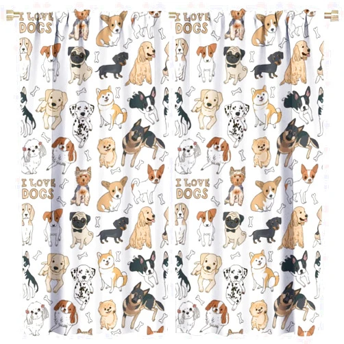 Generic Cute Dog Curtains, Girls' and Boys' Bedroom Decorations, Funny Animal Puppies' Curtain Sets, Two Piece W42 * L45in