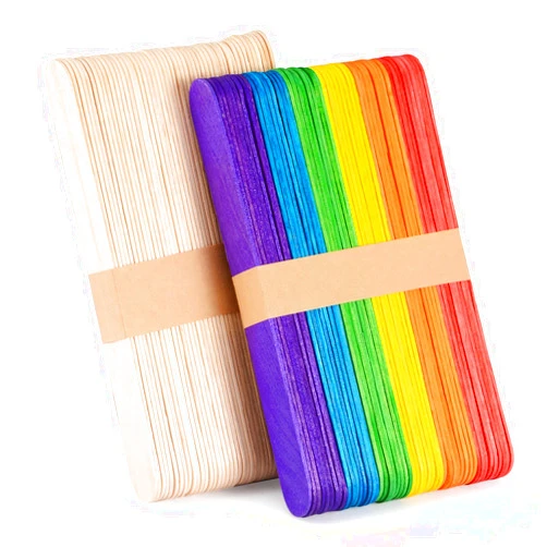 Vethwal 100 Piece Multicolor Jumbo Wooden Craft Sticks (6