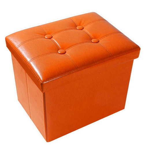 SOYOTA Storage Ottoman Cube Storage Ottoman as Foot Stool, Foot Rest & Stepping Stool - Folding Storage Ottoman with Padded Seat -Premium Leather Brown Ottoman - Ottoman with Storage17IN Leather