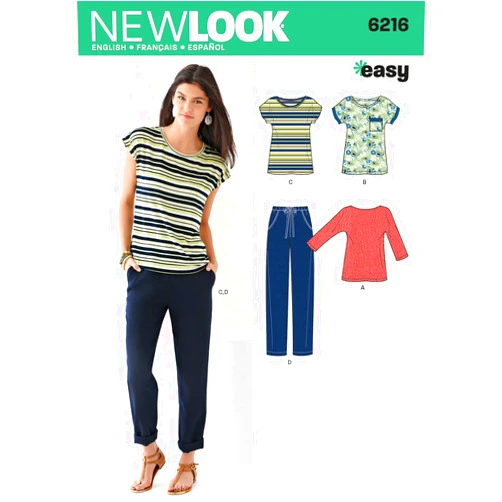 Simplicity New Look Easy Pattern 6216 Misses Knit Tops and Pants Sizes 8-10-12-14-16-18